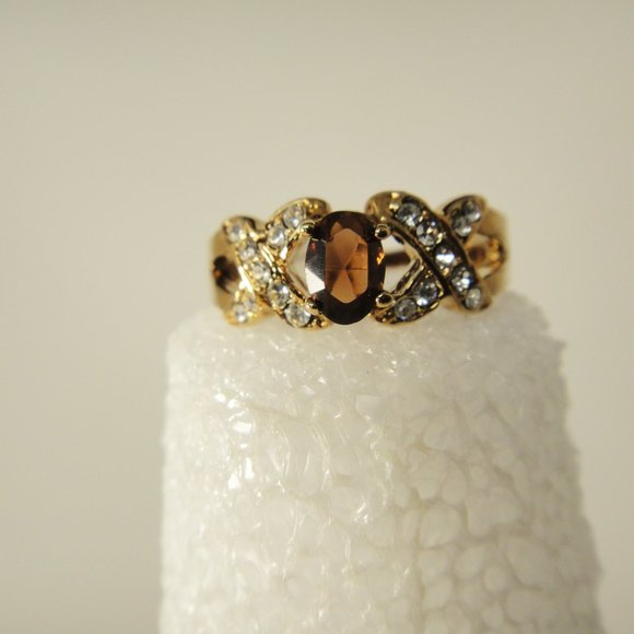 LIND Garnet Ring  14K HGE  Crystals  XOX NOS Box - Picture 9 of 9